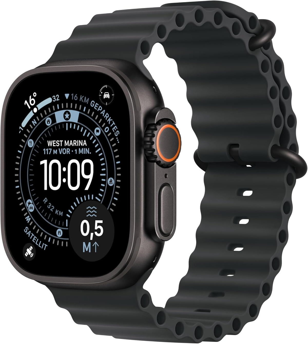 Apple Watch Ultra 3 [GPS + Cellular, inkl. Ocean Armband schwarz ] 49mm Titangehäuse schwarz – Produktansicht