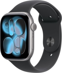Apple Watch Series 11 [GPS, inkl. Sportarmband M/L schwarz] 46mm Aluminiumgehäuse space grau – Refurbished – Produktansicht