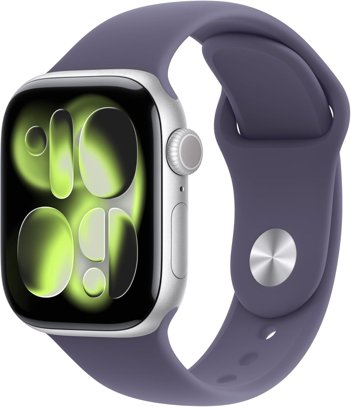 Apple Watch Series 11 [GPS, inkl. Sportarmband M/L violett] 42mm Aluminiumgehäuse silber – Refurbished – Produktansicht