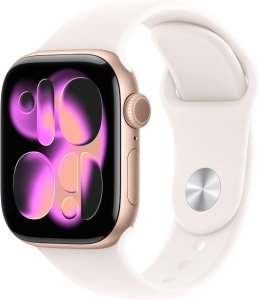 Apple Watch Series 11 [GPS + Cellular, inkl. Sportarmband S/M rosa] 42mm Aluminiumgehäuse rosegold – Refurbished – Produktansicht