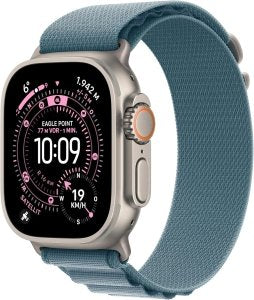 Apple Watch Ultra 3 [GPS + Cellular, inkl. Alpine Loop M hellblau] 49mm Titangehäuse natur – Refurbished – Produktansicht
