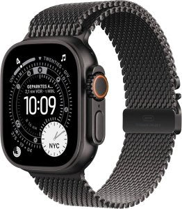 Apple Watch Ultra 3 [GPS + Cellular, inkl. Milainaise-Armband M schwarz] 49mm Titangehäuse schwarz – Refurbished – Produktansicht