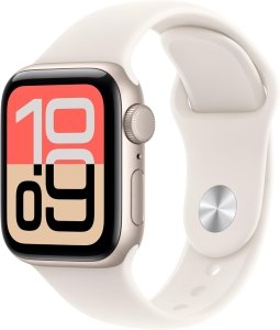 Apple Watch SE 3 (2025) [GPS, inkl. Sportarmband S/M polarstern] 40mm Aluminiumgehäuse polarstern – Refurbished – Produktansicht