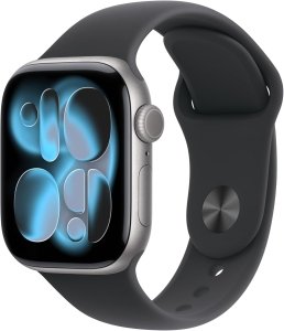 Apple Watch Series 11 [GPS, inkl. Sportarmband M/L schwarz] 42mm Aluminiumgehäuse space grau – Refurbished – Produktansicht